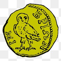 Ancient coin png sticker illustration, transparent background. Free public domain CC0 image.