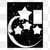 Star moon frame png sticker illustration, transparent background. Free public domain CC0 image.