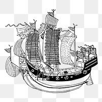 Pirate ship png sticker illustration, transparent background. Free public domain CC0 image.