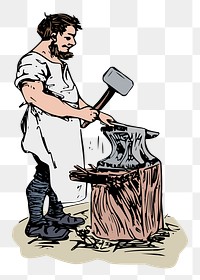 Blacksmith png sticker illustration, transparent background. Free public domain CC0 image.