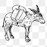Donkey with luggage png sticker illustration, transparent background. Free public domain CC0 image.