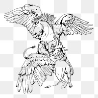 Griffin with prey png sticker illustration, transparent background. Free public domain CC0 image.