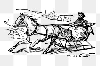 One horse open sleigh png sticker illustration, transparent background. Free public domain CC0 image.