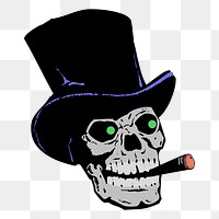 Skull cigar png sticker illustration, transparent background. Free public domain CC0 image.