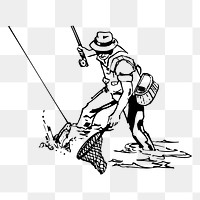 Fisherman png sticker illustration, transparent background. Free public domain CC0 image.