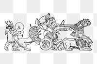 Assyrian king hunting png sticker illustration, transparent background. Free public domain CC0 image.