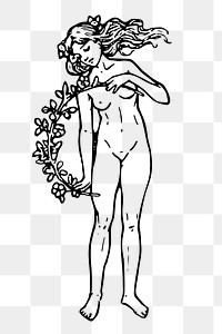 Naked girl png sticker illustration, transparent background. Free public domain CC0 image.