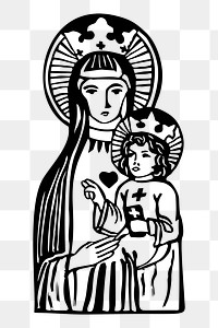 Mary & Jesus png sticker illustration, transparent background. Free public domain CC0 image.