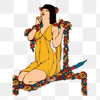 Woman keep quiet png sticker illustration, transparent background. Free public domain CC0 image.