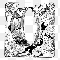 Noisy drummer png sticker illustration, transparent background. Free public domain CC0 image.