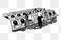 Self-service laundry png sticker, vintage illustration, transparent background. Free public domain CC0 image.