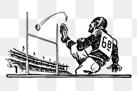 American football png sticker, vintage illustration, transparent background. Free public domain CC0 image.