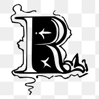 R letter png sticker, vintage illustration, transparent background. Free public domain CC0 image.