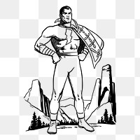 Superhero comic png sticker, vintage illustration, transparent background. Free public domain CC0 image.