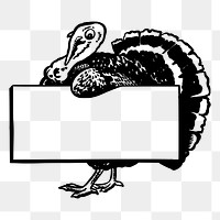 Turkey frame png sticker, vintage illustration, transparent background. Free public domain CC0 image.