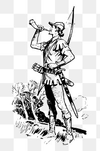 Robin hood comic png sticker, vintage illustration, transparent background. Free public domain CC0 image.