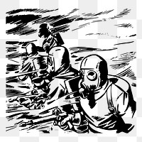 Gasmask men png sticker, vintage illustration, transparent background. Free public domain CC0 image.