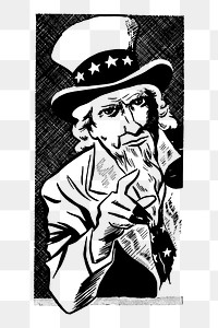 Uncle Sam png sticker, vintage illustration, transparent background. Free public domain CC0 image.