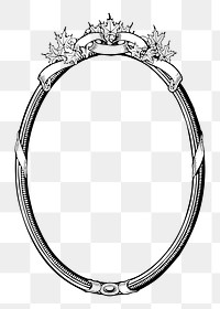 Christmas oval frame png sticker, vintage illustration, transparent background. Free public domain CC0 image.