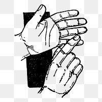 Counting hands png sticker, vintage illustration, transparent background. Free public domain CC0 image.