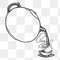 Kettle frame png sticker, vintage illustration, transparent background. Free public domain CC0 image.