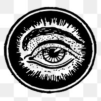 Eye badge png sticker, vintage illustration, transparent background. Free public domain CC0 image.