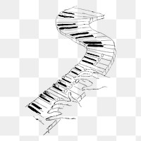 Distorted piano png sticker, vintage illustration, transparent background. Free public domain CC0 image.