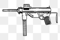 Machine gun png sticker, vintage illustration, transparent background. Free public domain CC0 image.