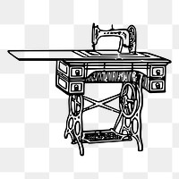 Sewing machine png sticker, vintage illustration, transparent background. Free public domain CC0 image.