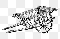 Wagon png sticker, vintage illustration, transparent background. 