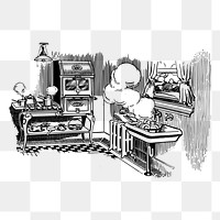 Kitchen png sticker, vintage illustration, transparent background. Free public domain CC0 image.