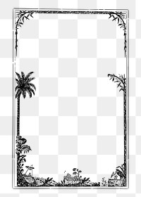 Tropical frame png sticker, vintage illustration, transparent background. Free public domain CC0 image.