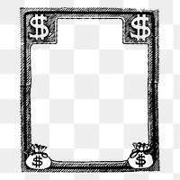 Money frame png sticker, vintage illustration, transparent background. Free public domain CC0 image.