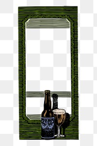 Alcohol frame png sticker, vintage illustration, transparent background. Free public domain CC0 image.