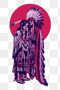 Native American png sticker, vintage illustration, transparent background. Free public domain CC0 image.