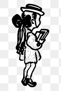 Schoolgirl png sticker, vintage illustration, transparent background. Free public domain CC0 image.