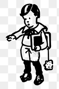 Schoolboy png sticker, vintage illustration, transparent background. Free public domain CC0 image.