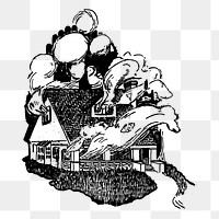 Smoky house png sticker illustration, transparent background. Free public domain CC0 image.