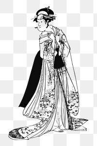 Kimono Lady png sticker illustration, transparent background. Free public domain CC0 image.