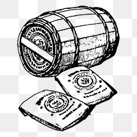 Barrel and Bags png sticker illustration, transparent background. Free public domain CC0 image.