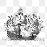 Tall ship png sticker illustration, transparent background. Free public domain CC0 image.