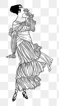 Lady & rose png sticker illustration, transparent background. Free public domain CC0 image.