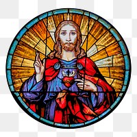 Stained glass Jesus png sticker illustration, transparent background. Free public domain CC0 image.