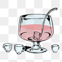 Punch bowl png sticker illustration, transparent background. 