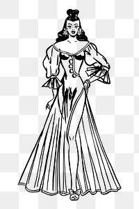 Woman in dress png sticker illustration, transparent background. Free public domain CC0 image.