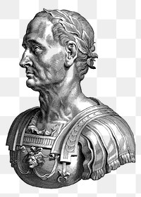 Julius Caesar bust png sticker illustration, transparent background. Free public domain CC0 image.