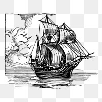 Sailing ship png sticker illustration, transparent background. Free public domain CC0 image.