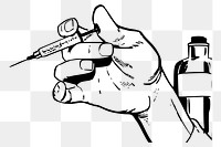 Syringe in hand png sticker illustration, transparent background. Free public domain CC0 image.