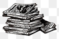 Book stack png sticker illustration, transparent background. Free public domain CC0 image.