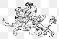 Samson and lion png sticker illustration, transparent background. Free public domain CC0 image.